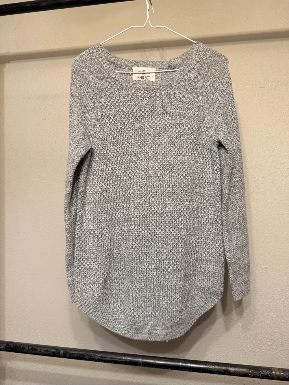 SO Light Gray Textured Crewneck Sweater
